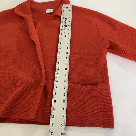 Cabi Coronation Sweater Knit Blazer Women M Red Pockets Preppy Twee Regency Work - Picture 9 of 11